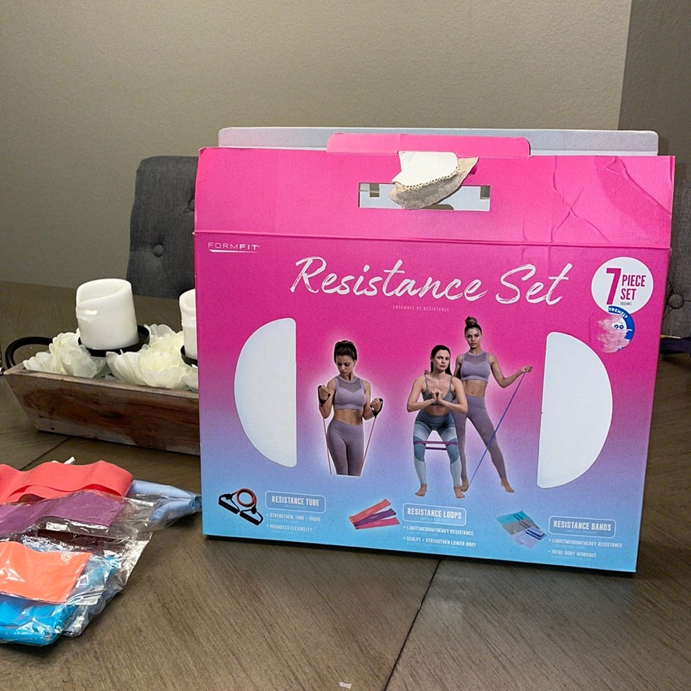 Resistance Set loops, resistance bands, and resistance tube set of 7 pieces